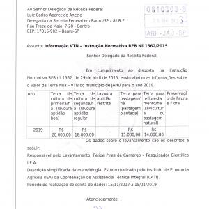 Imagem da notícia Prefeitura divulga Valor da Terra Nua dos imóveis rurais