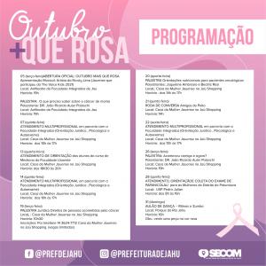 Imagem da notícia SECRETARIA DIVULGA PROGRAMAÇÃO DO OUTUBRO MAIS QUE ROSA