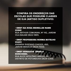 Imagem da notícia EJA ESTÁ COM MATRÍCULAS ABERTAS