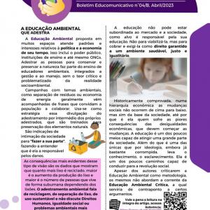Imagem da notícia EDUCAÇÃO AMBIENTAL E ADESTRAMENTO AMBIENTAL
