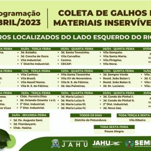 Imagem da notícia POR UMA JAHU MAIS LIMPA: CRONOGRAMA CATA-GALHO
