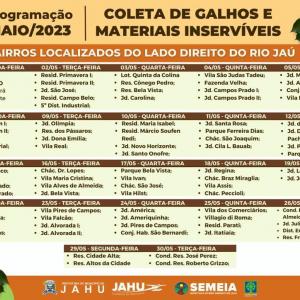 Imagem da notícia JAHU MAIS LIMPA: CRONOGRAMA CATA-GALHO DE 15 A 19/05