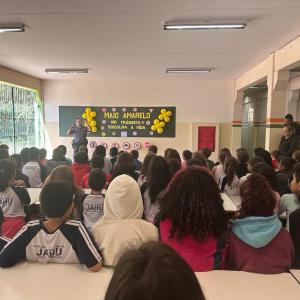 Imagem da notícia MAIO AMARELO – PANFLETAGEM E PALESTRAS POR UM TRÂNSITO MAIS SEGURO