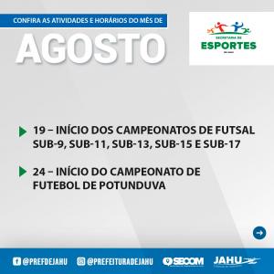 Imagem da notícia VAI TER MUITO ESPORTE AO LONGO DO ANO!