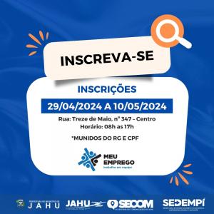 Imagem da notícia PROGRAMA MEU EMPREGO : AINDA DÁ TEMPO DE SE INSCREVER NO CURSO DE CAPACITAÇÃO