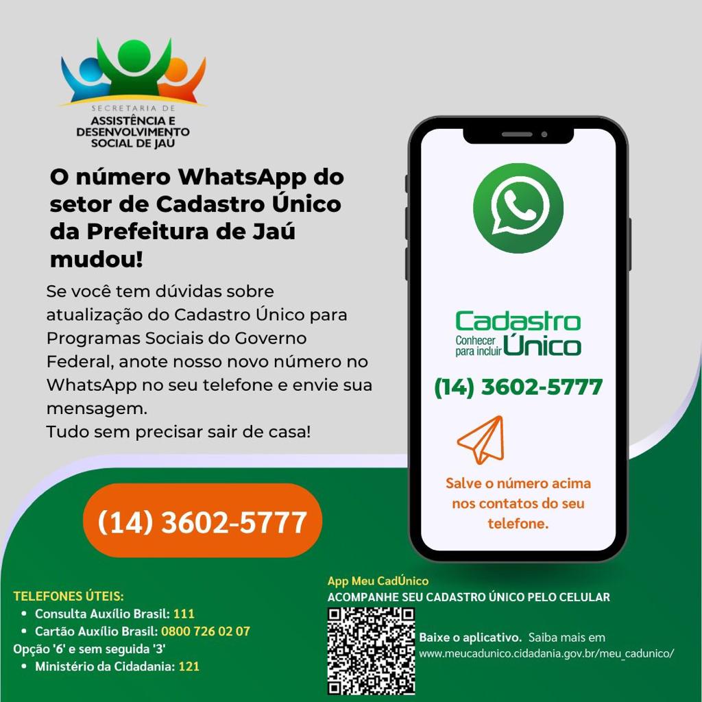 ASSISTÊNCIA SOCIAL TEM NOVO TELEFONE PARA SETOR DE CADASTRO ÚNICO -  Prefeitura do Município de Jahu